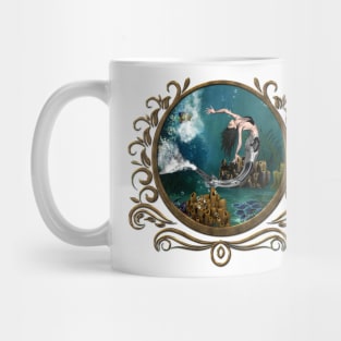 Wonderful steampunk mermaid in the deep ocean Mug